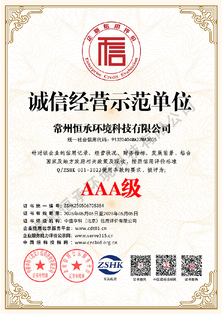 诚信经营示范单位